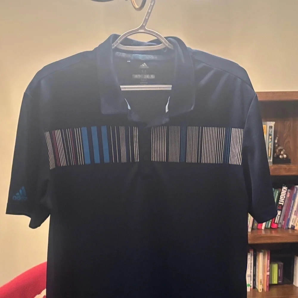 Adidas Men's Striped Navy Polo Shirt